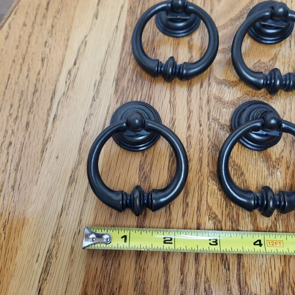 Bronze Drop‎ Bail With Back Plate Ring Pull Dresser Cabinet Hardware Set Of 6